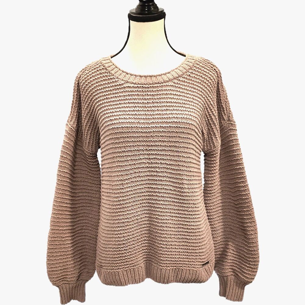 Abercrombie &‎ Fitch Womens M Beige Taupe Matte Chenille Crewneck Sweater